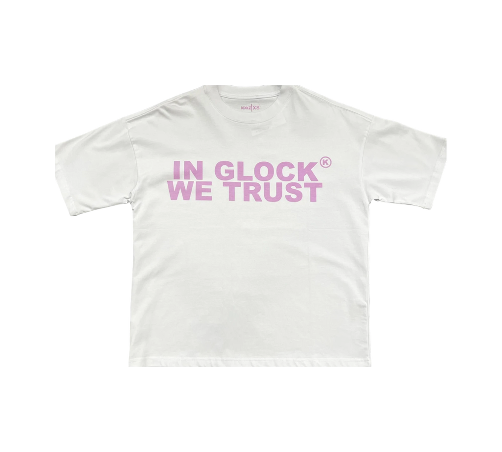 kixkzgalore In Glock We Trust T-Shirt "White with Pink"