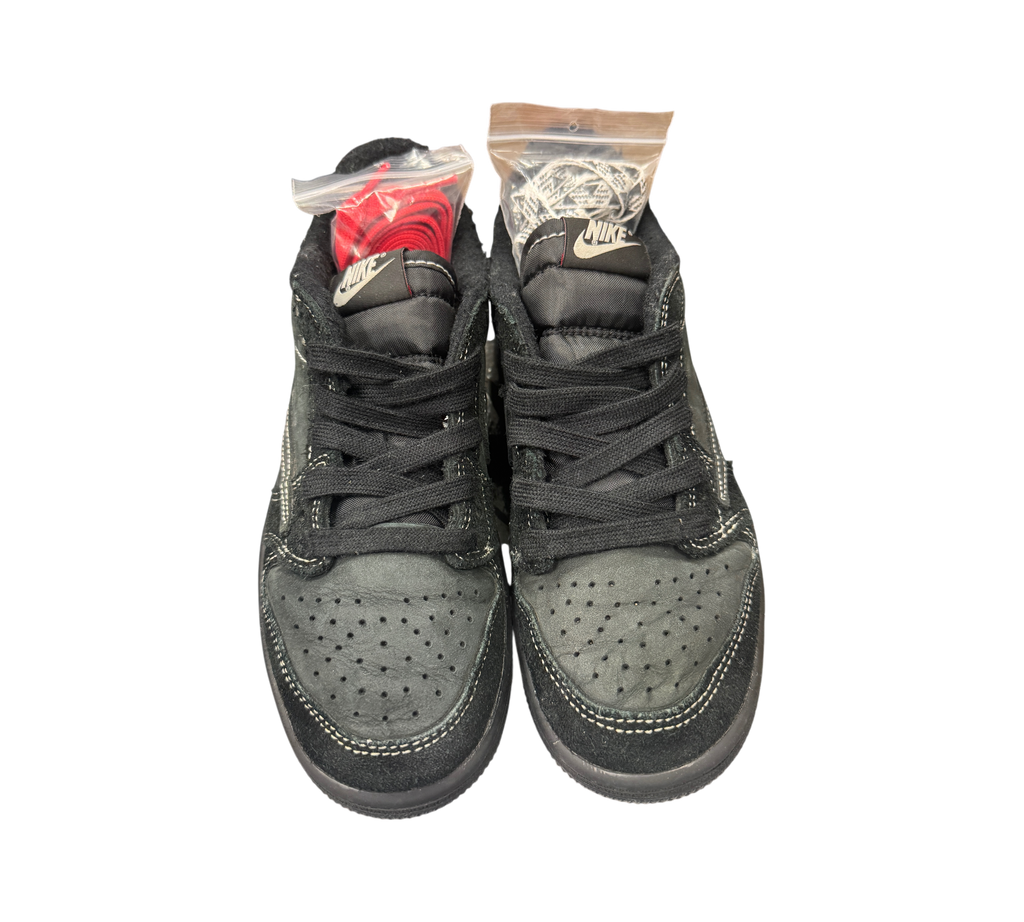 Genesis Boutique Jordan 1 Low Travis Scott Phantom PS sneakers in black suede with white contrast stitching