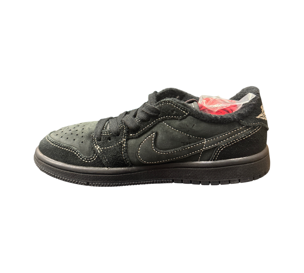 Genesis Boutique Jordan 1 Low Travis Scott Phantom PS sneakers in black suede with white contrast stitching