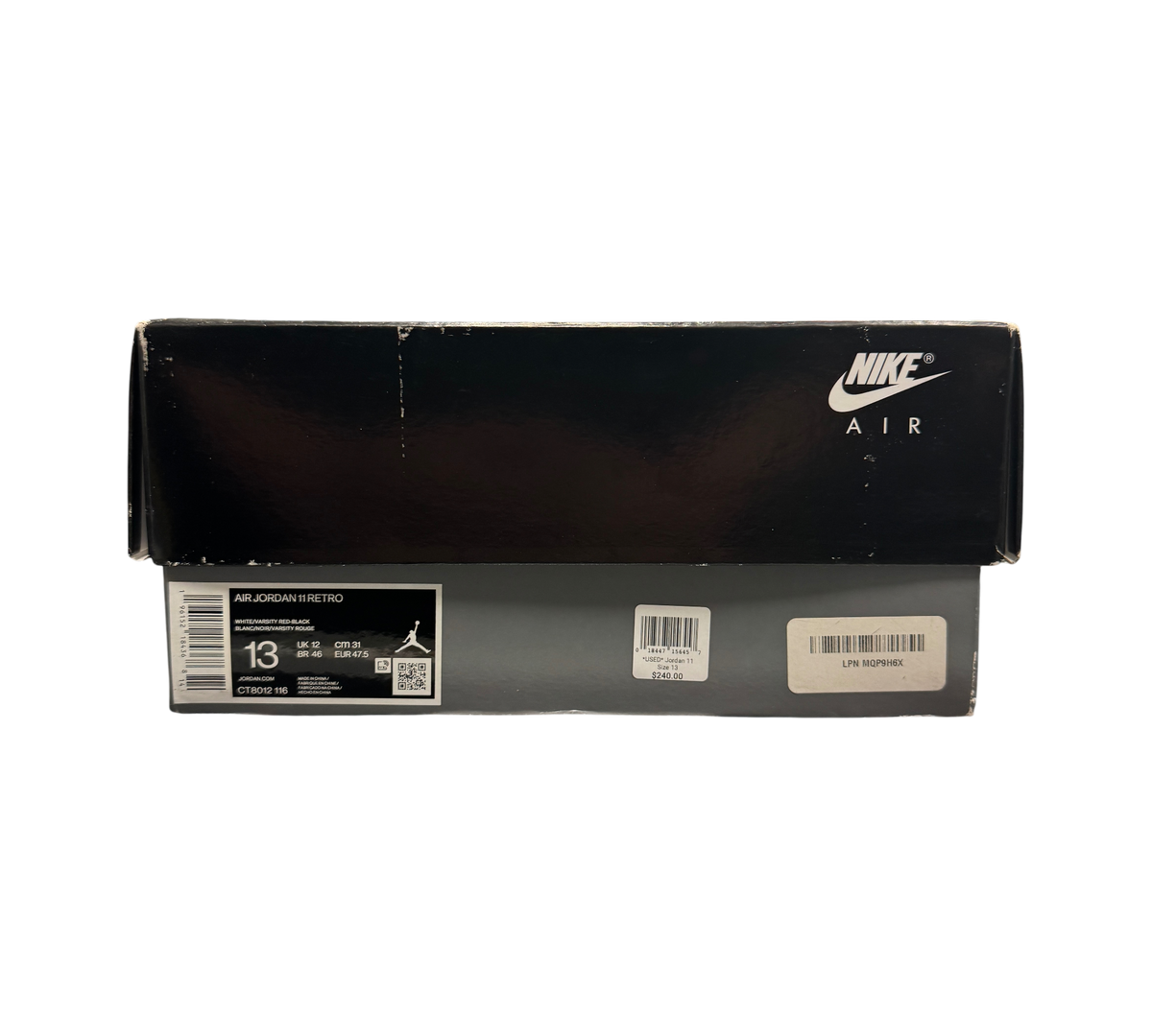Genesis Boutique Jordan 11 Cherry sneaker box with Nike Air branding and size 13 label