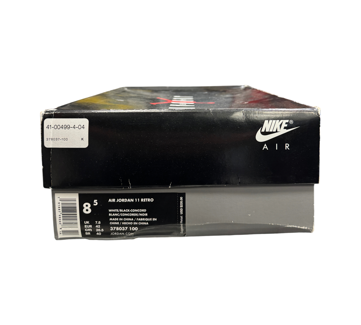 Genesis Boutique Jordan 11 Concord sneaker box with Nike Air branding and size 8 label