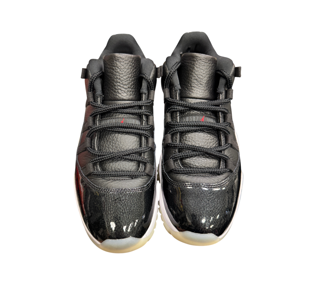 Genesis Boutique Jordan 11 Low 72-10 sneakers in black leather and patent leather with white midsoles