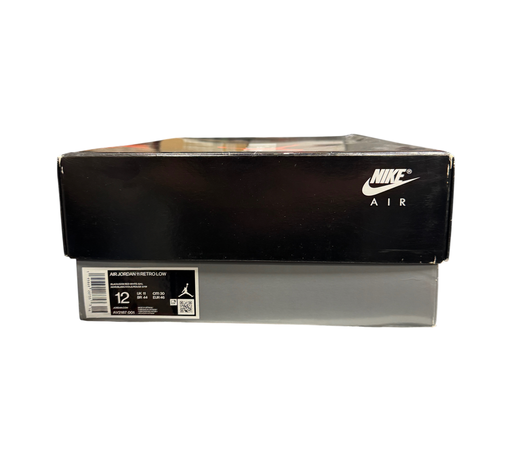 Genesis Boutique Jordan 11 Low 72-10 sneaker box with Nike Air branding and size 12 label