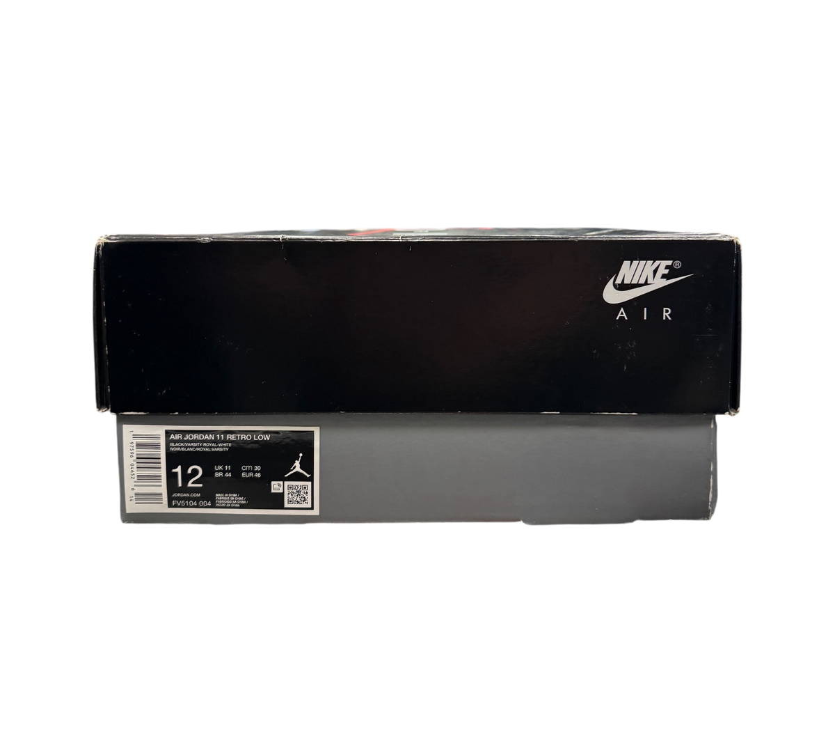 Genesis Boutique Jordan 11 Low Space Jam sneaker box with Nike Air branding and size 12 label