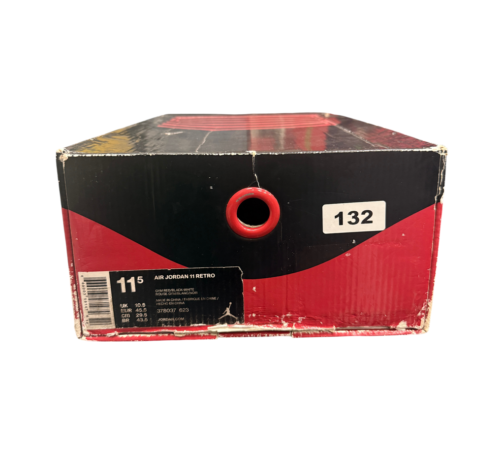 Genesis Boutique Jordan 11 Win Like 96 sneaker box with size 11.5 label and red and black branding