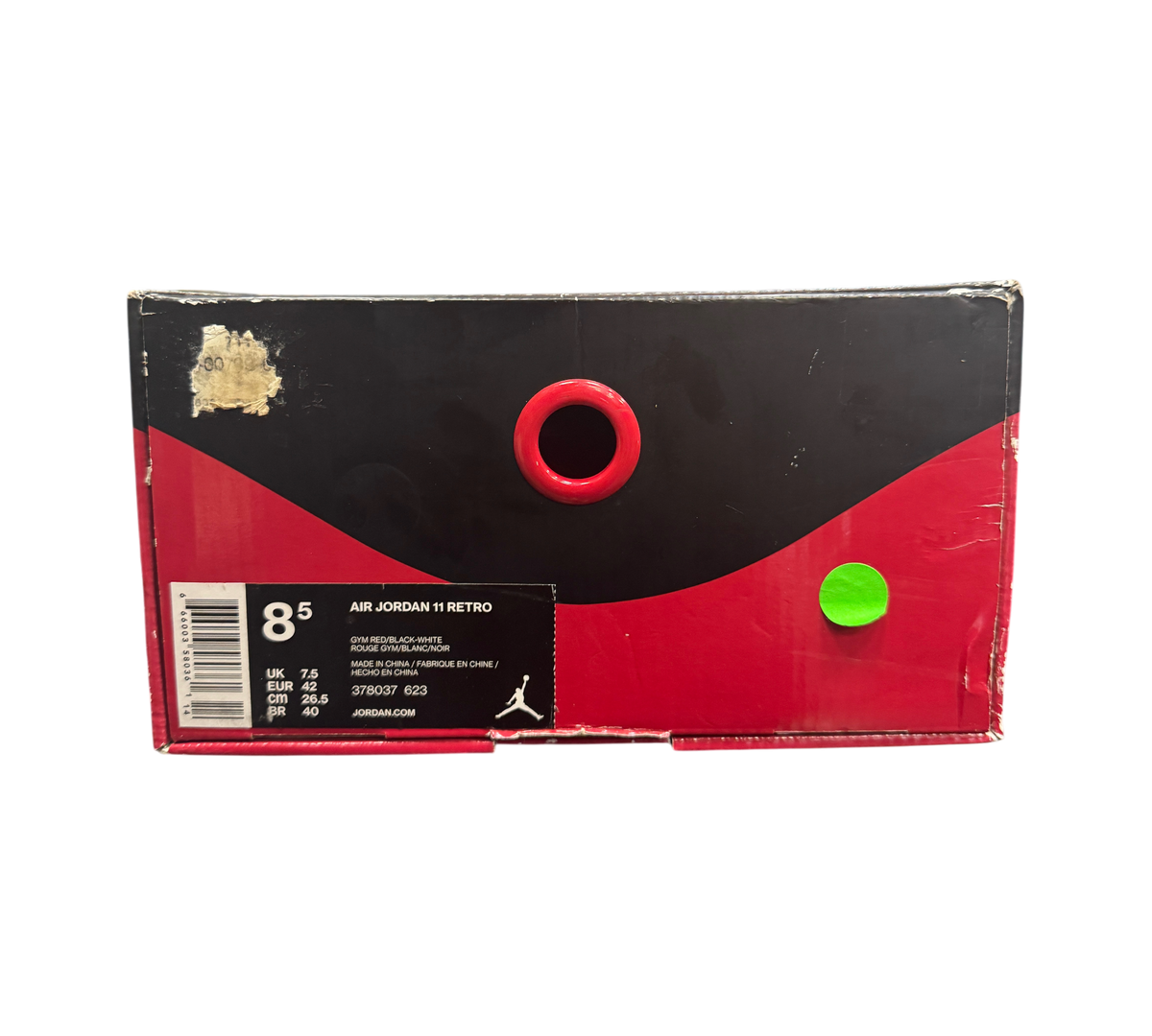 Genesis Boutique Jordan 11 Win Like 96 sneaker box with size 8.5 label and red circular detail