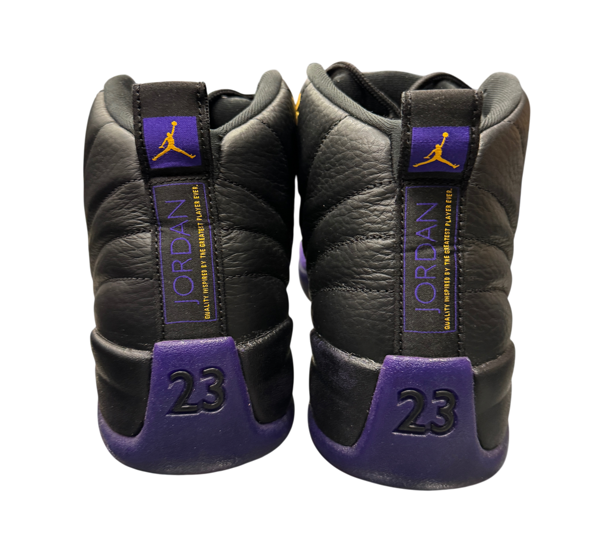 Genesis Boutique used Jordan 12 Field Purple sneakers featuring black leather and purple accents with 23 branding.