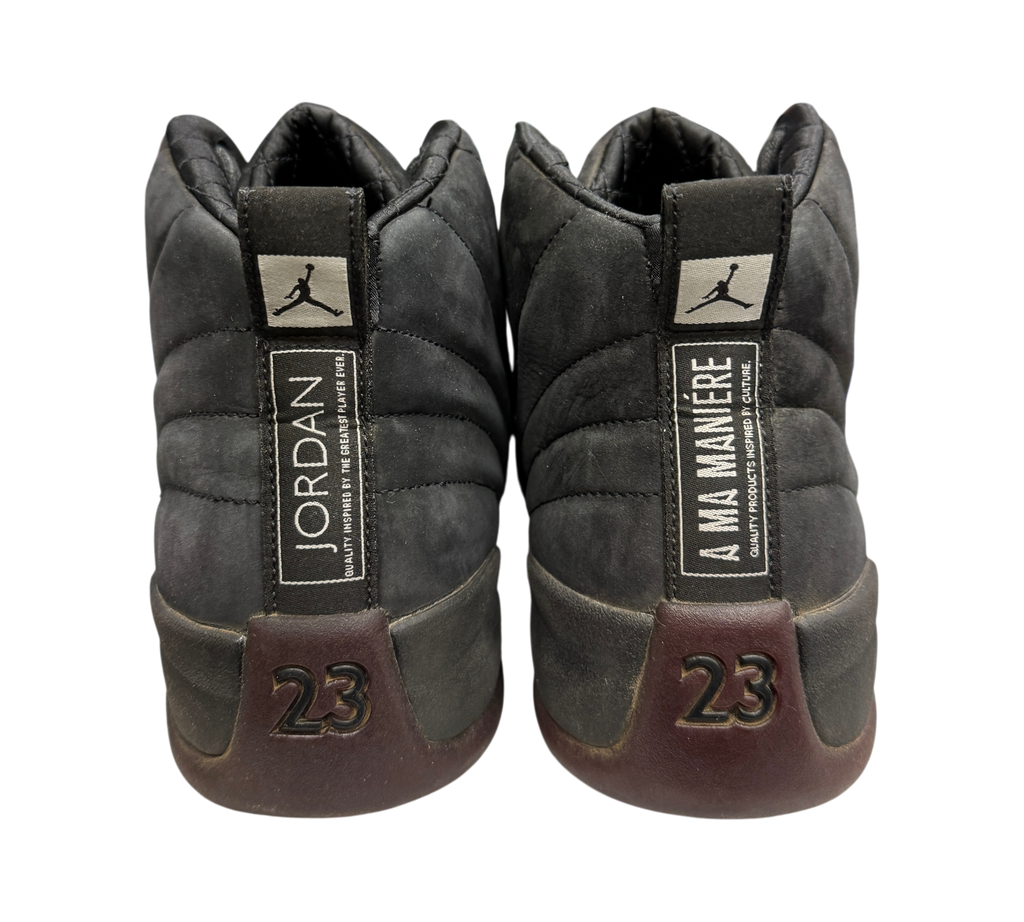 Genesis Boutique Jordan 12 A Ma Maniere Black sneakers showing rear heel branding and 23 detailing