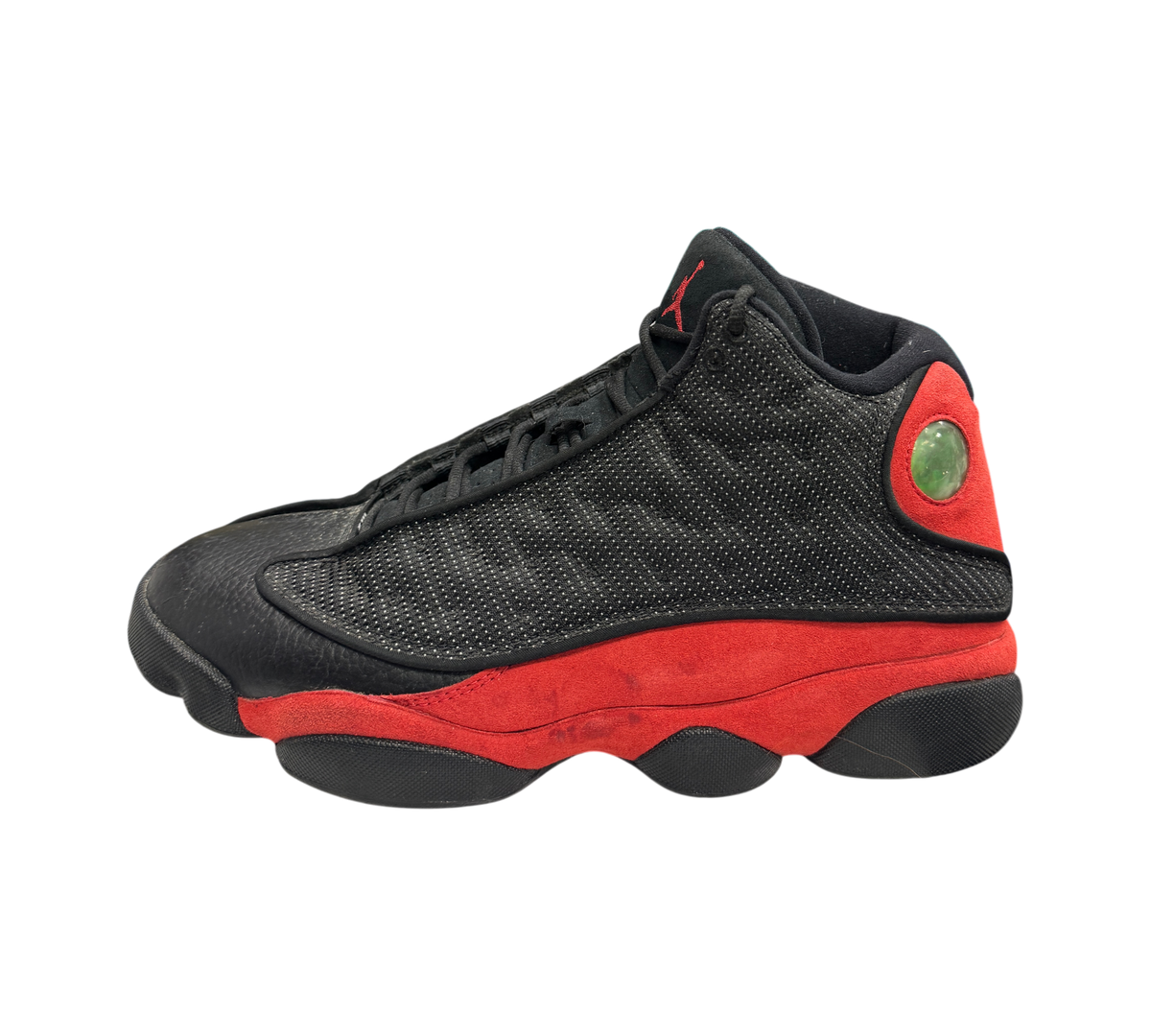 Genesis Boutique pre-owned Jordan 13 Bred sneakers in black and red with iconic holographic heel emblem
