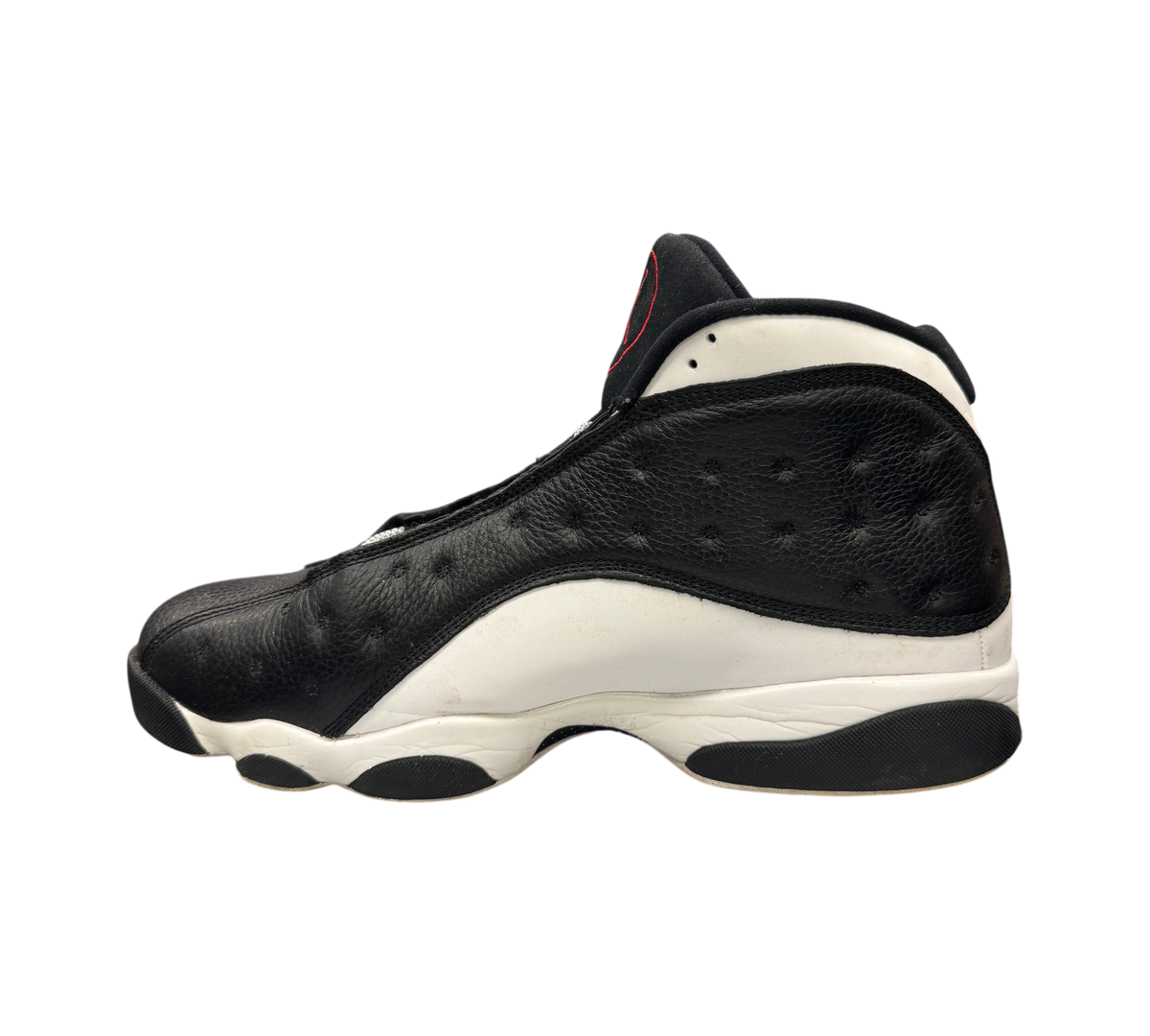 Genesis Boutique Jordan 13 Reverse He Got Game sneakers in black and white leather with red Jumpman logo