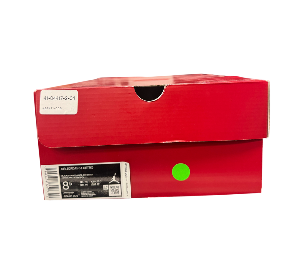 Genesis Boutique Jordan 14 Toro Bravo sneaker box with size 8.5 label and retail information