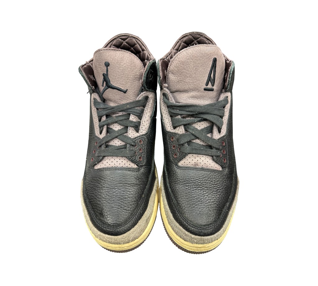 Genesis Boutique Jordan 3 A Ma Maniere sneakers in black and violet with quilted lining and textured leather upper