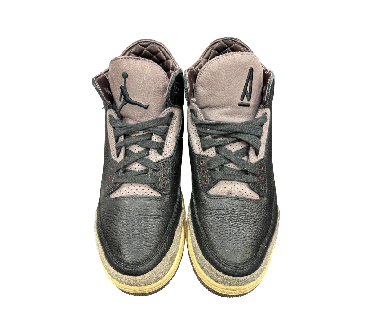 Genesis Boutique Jordan 3 A Ma Maniere sneakers in black and violet with quilted lining and textured leather upper
