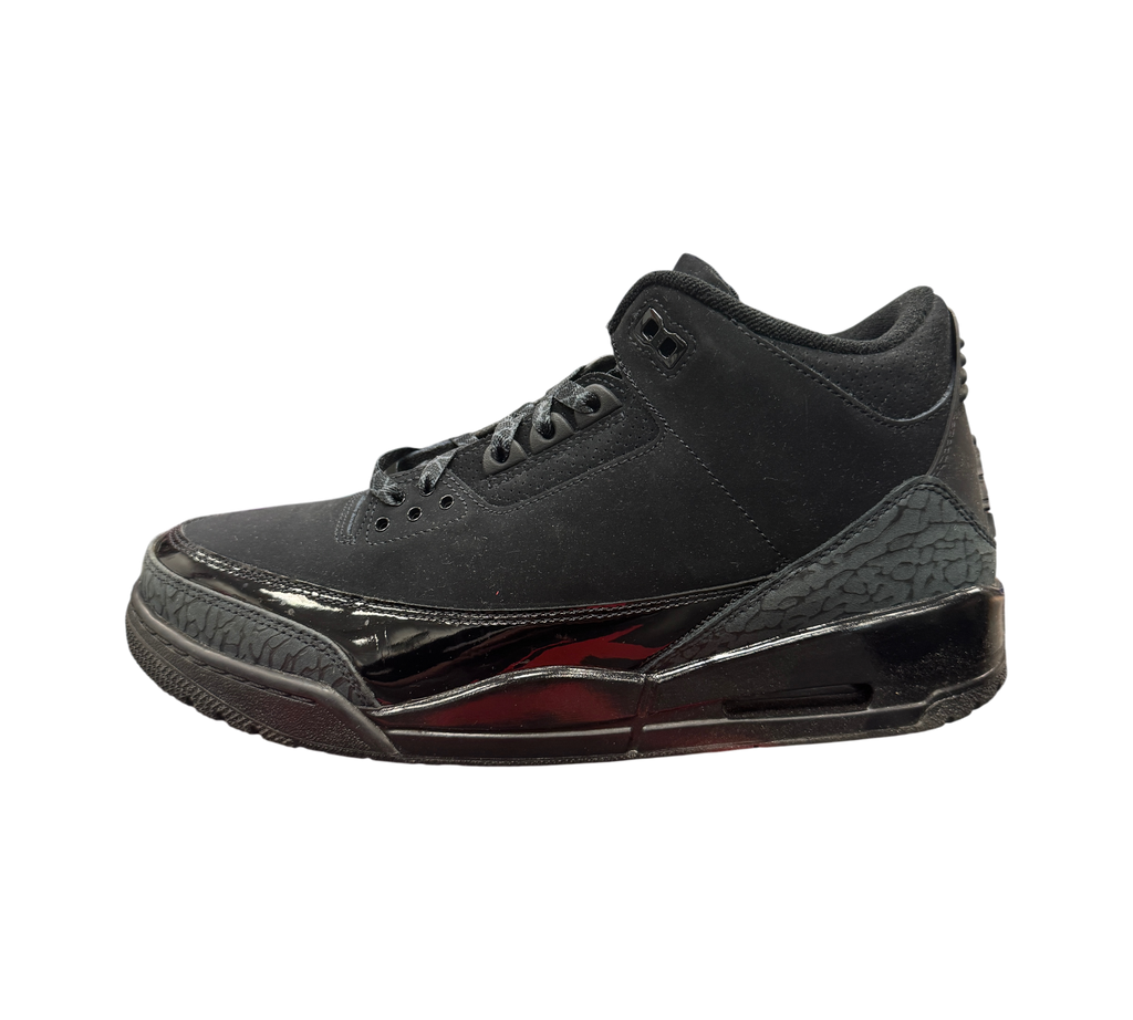 Genesis Boutique Jordan 3 Black Cat sneaker in all-black suede with iconic elephant print detailing.