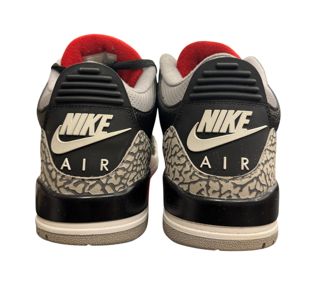 Genesis Boutique used Jordan 3 2018 Black Cement sneakers with iconic elephant print and Nike Air heel branding.