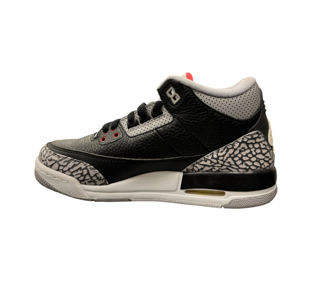 Genesis Boutique used Jordan 3 GS Black Cement sneakers featuring iconic elephant print and black leather upper