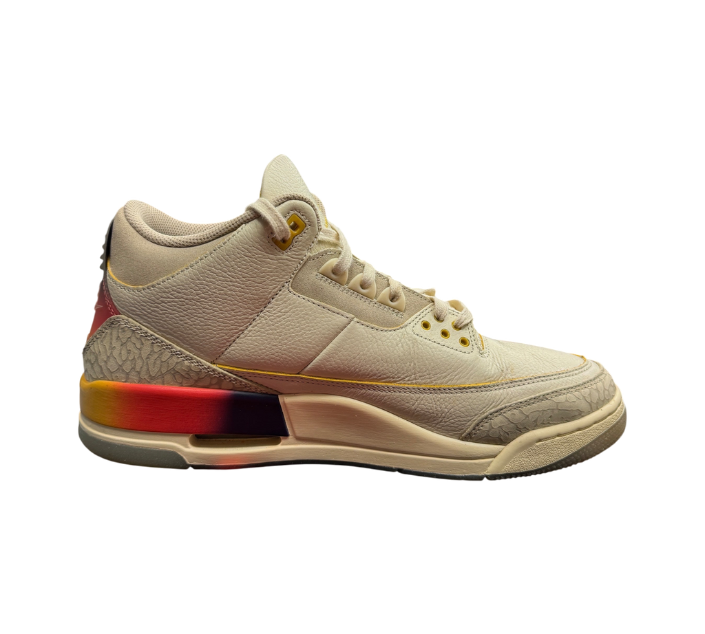 Genesis Boutique Jordan 3 J-Balvin Medellín Sunset sneakers in cream leather with a sunset gradient heel detail