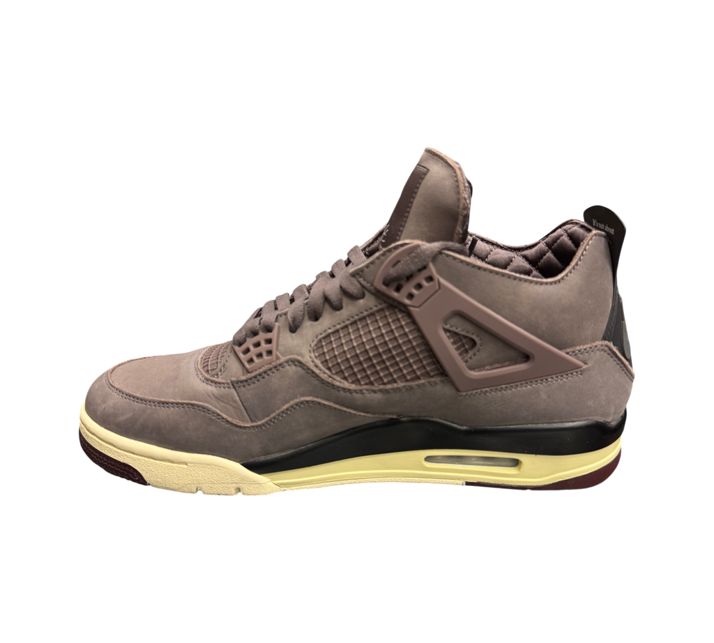 Genesis Boutique Jordan 4 A Ma Maniere sneakers in violet ore suede with a vintage cream midsole and quilted lining.