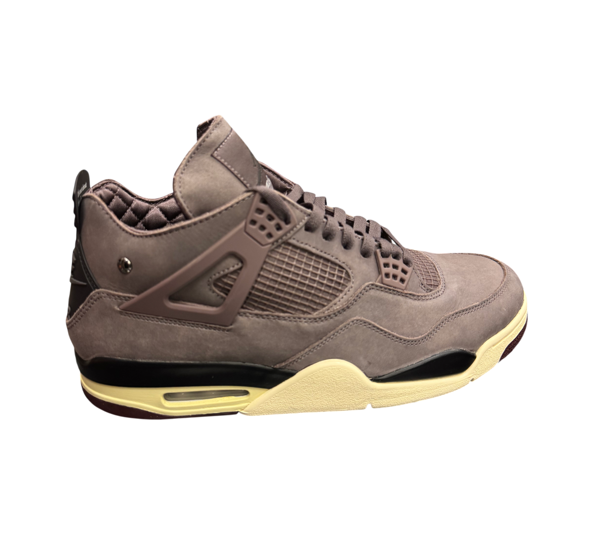 Genesis Boutique Jordan 4 A Ma Maniere sneakers in violet ore suede with quilted lining and cream midsole