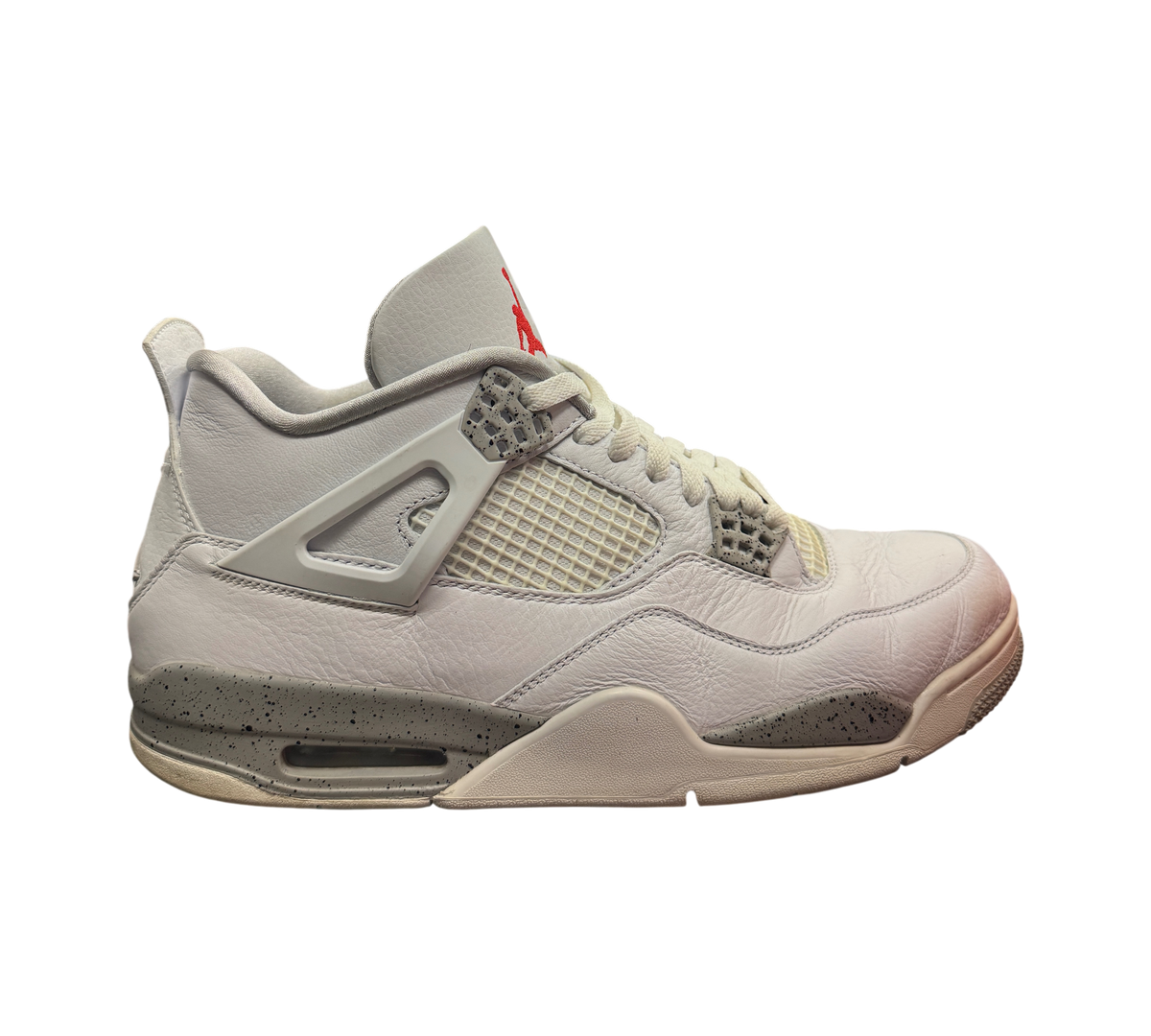 Genesis Boutique used Jordan 4 Oreo sneakers in white leather with grey speckled midsole details