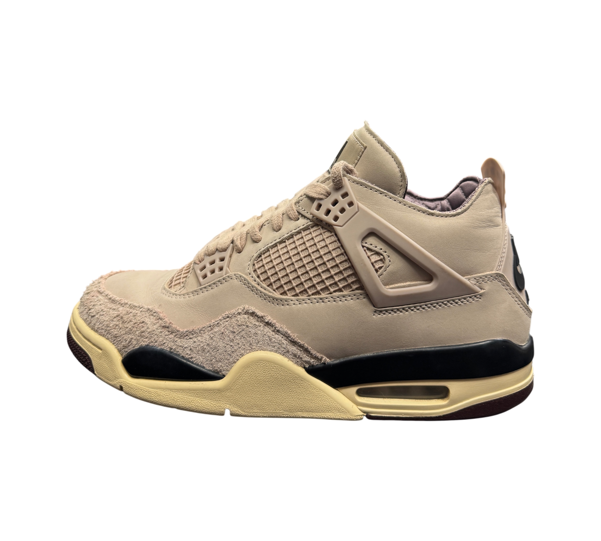 Genesis Boutique Jordan 4 Retro A Ma Maniere sneaker in muted beige with textured suede and smooth leather panels.
