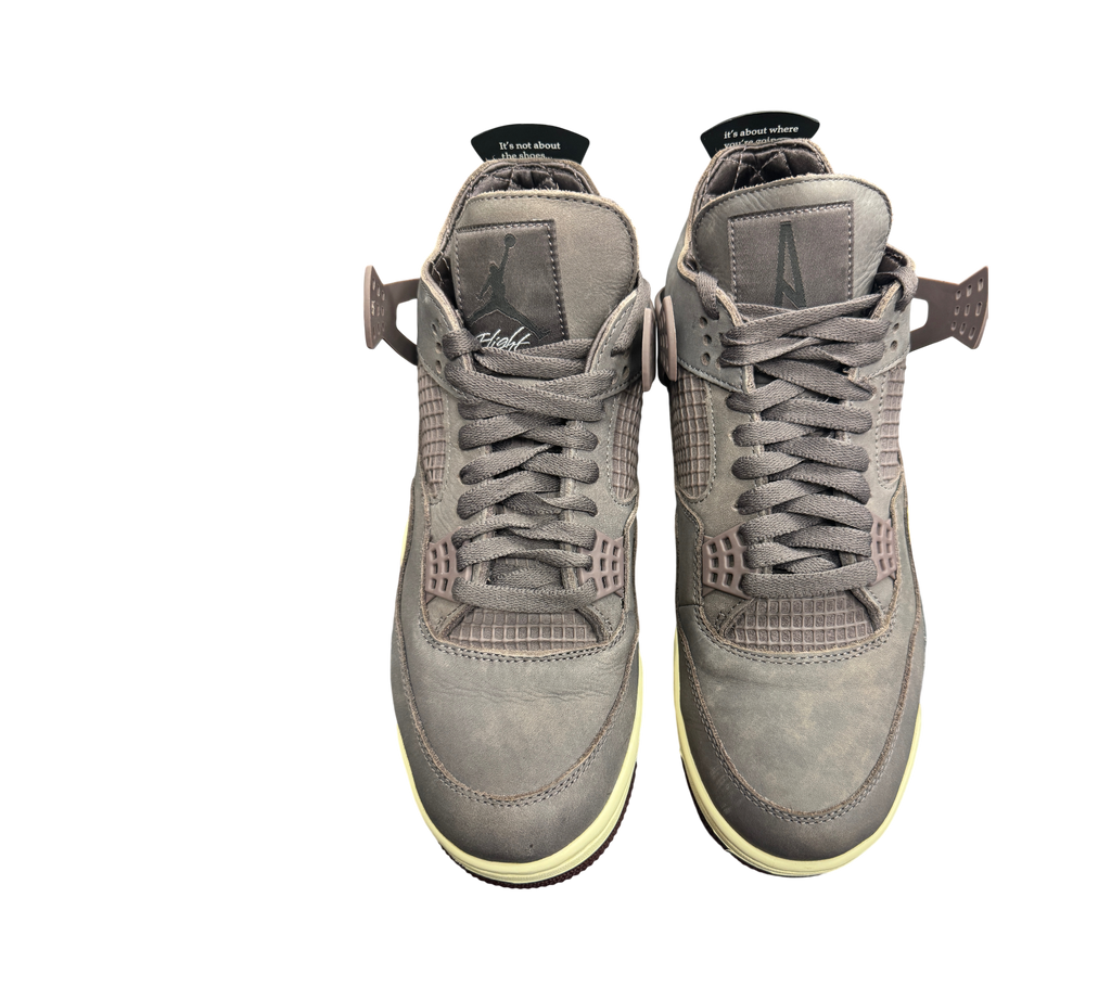 Genesis Boutique Jordan 4 A Ma Maniere Violet Ore sneakers in premium dark purple leather with cream midsoles.
