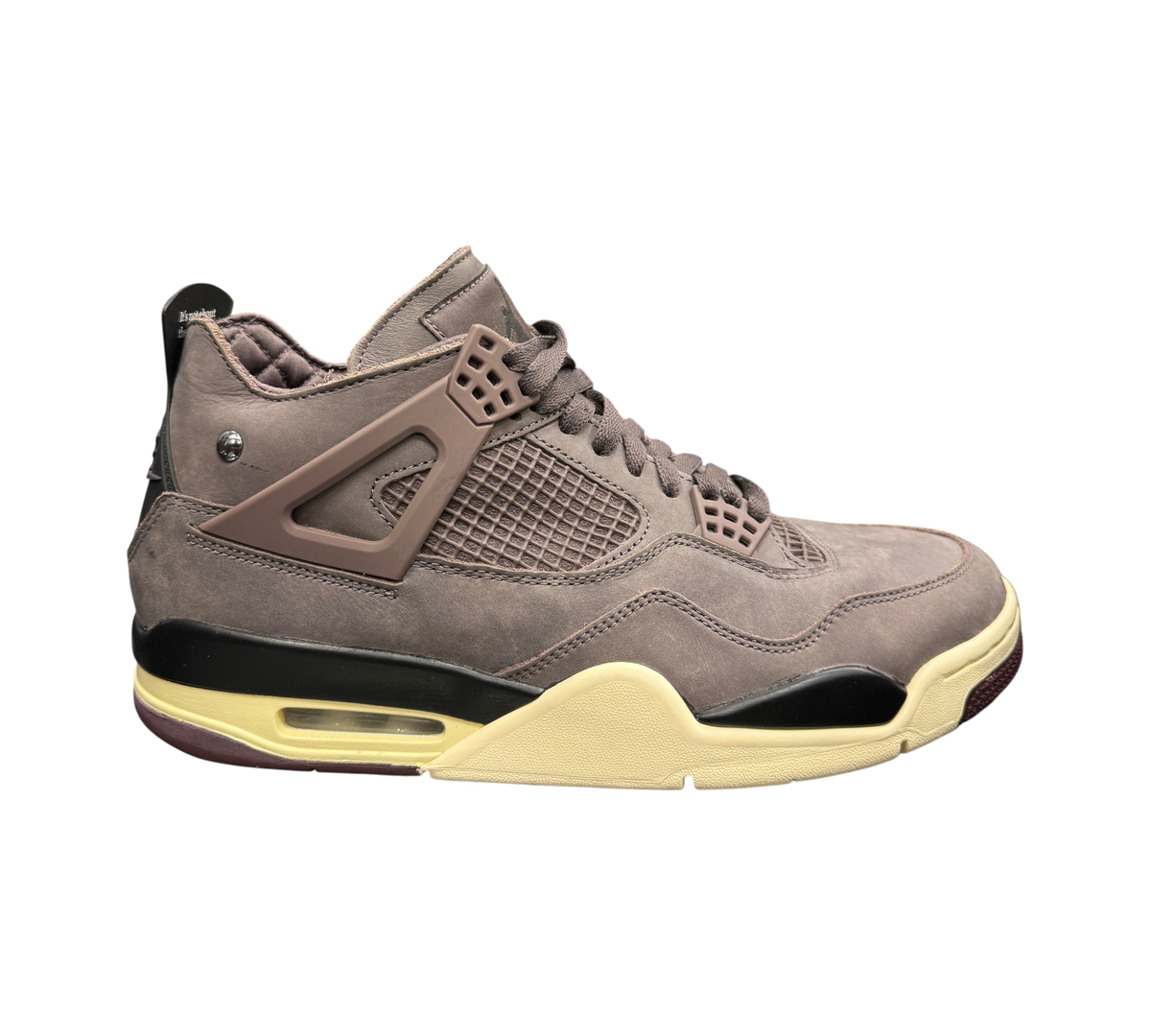 Genesis Boutique Jordan 4 A Ma Maniere Violet Ore sneakers in premium mauve suede with cream and black midsole details.