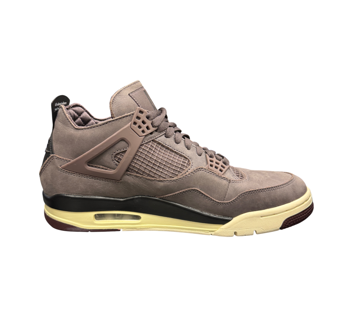 Genesis Boutique Jordan 4 A Ma Maniere Violet Ore sneakers in premium mauve suede with cream midsole and black accents
