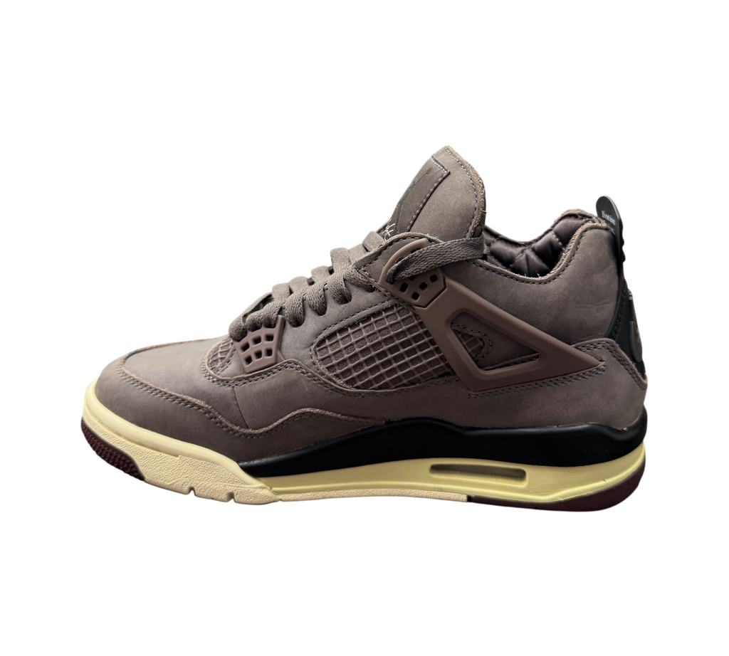 Genesis Boutique Jordan 4 A Ma Maniere Violet Ore sneakers in premium dark purple suede with cream and black accents.