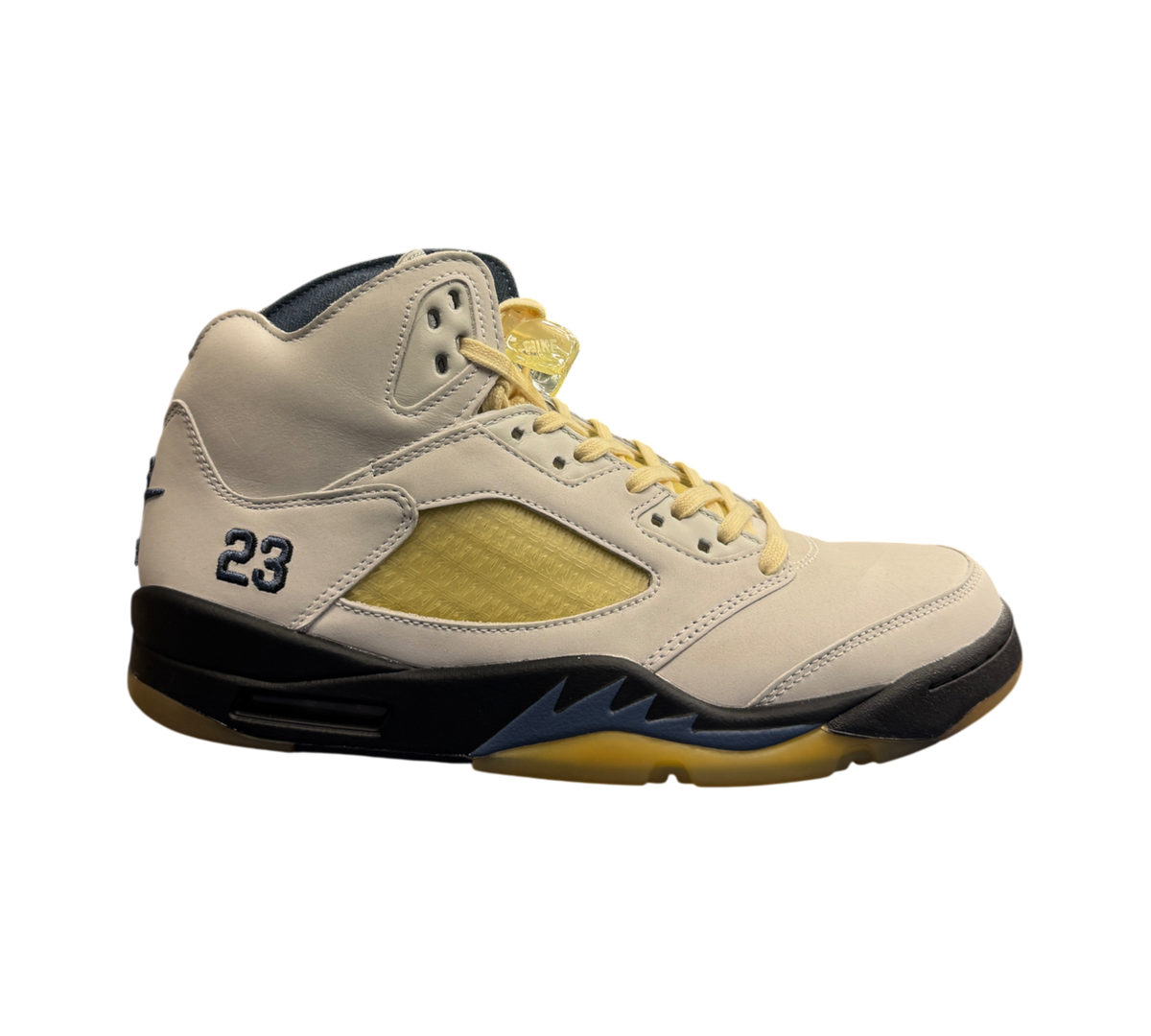 Genesis Boutique Jordan 5 A Ma Maniere Dawn sneakers in light grey leather with black and blue accents