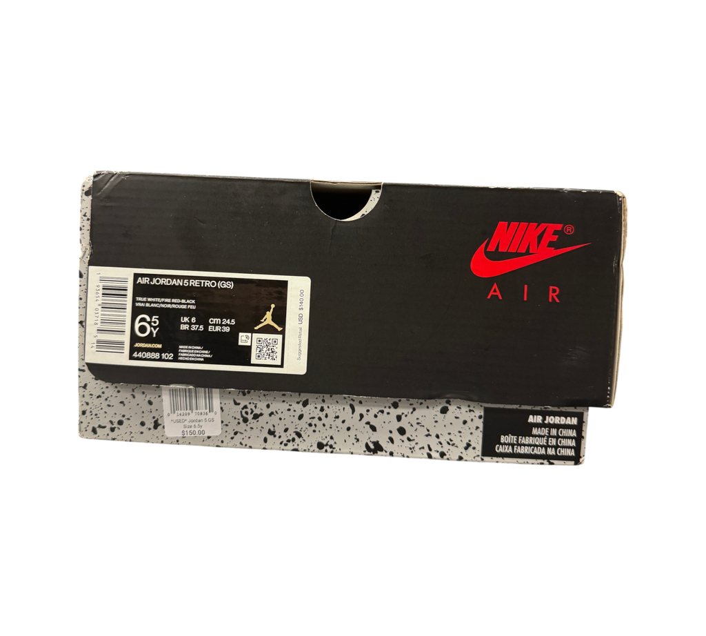Genesis Boutique Jordan 5 GS Racer Blue sneaker replacement shoebox with Nike Air branding and size label