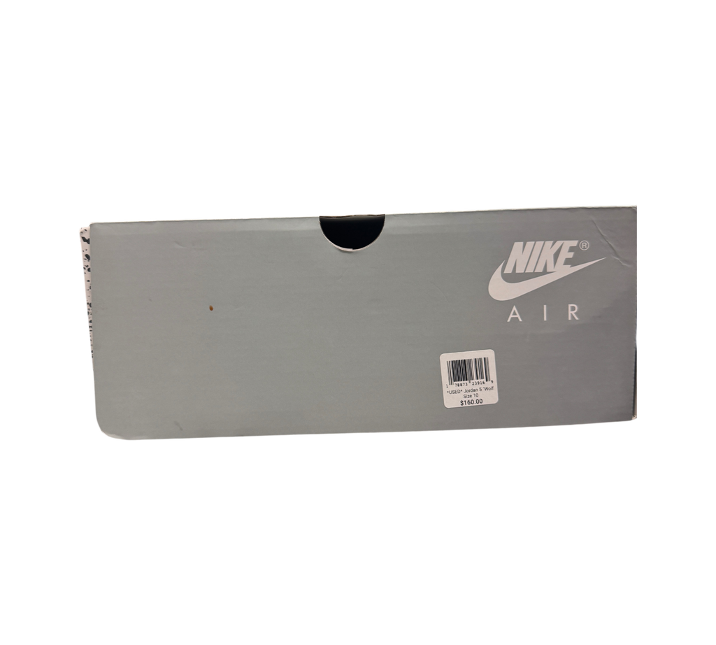 Genesis Boutique Jordan 5 Wolf Grey sneaker box with Nike Air branding and size 10 label