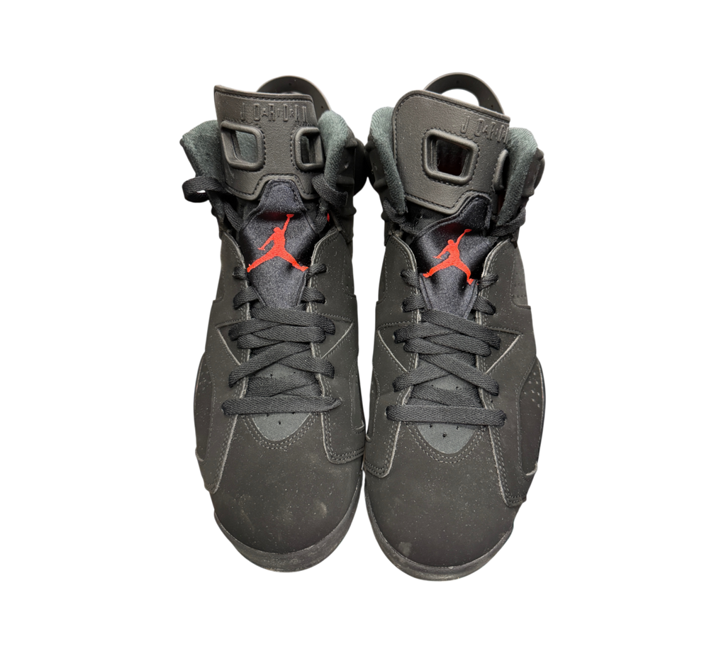 Genesis Boutique Jordan 6 Infrared 2018 sneakers in black nubuck with red Jumpman logo on the tongue