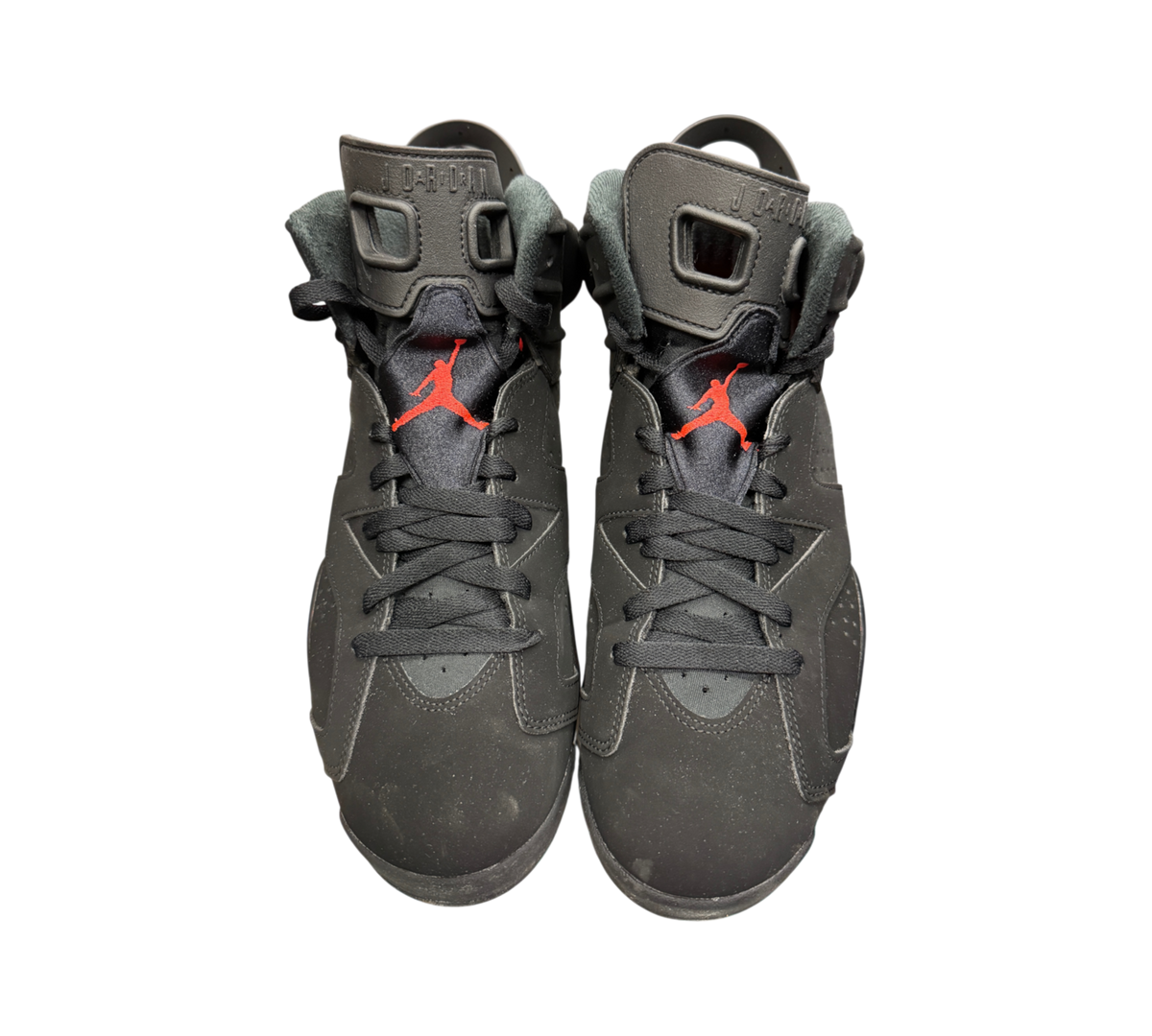 Genesis Boutique Jordan 6 Infrared 2018 sneakers in black nubuck with red Jumpman logo on the tongue