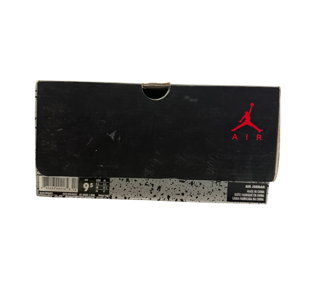 Genesis Boutique Jordan 6 Infrared 2018 sneaker box with black and grey speckled design and red Jumpman logo