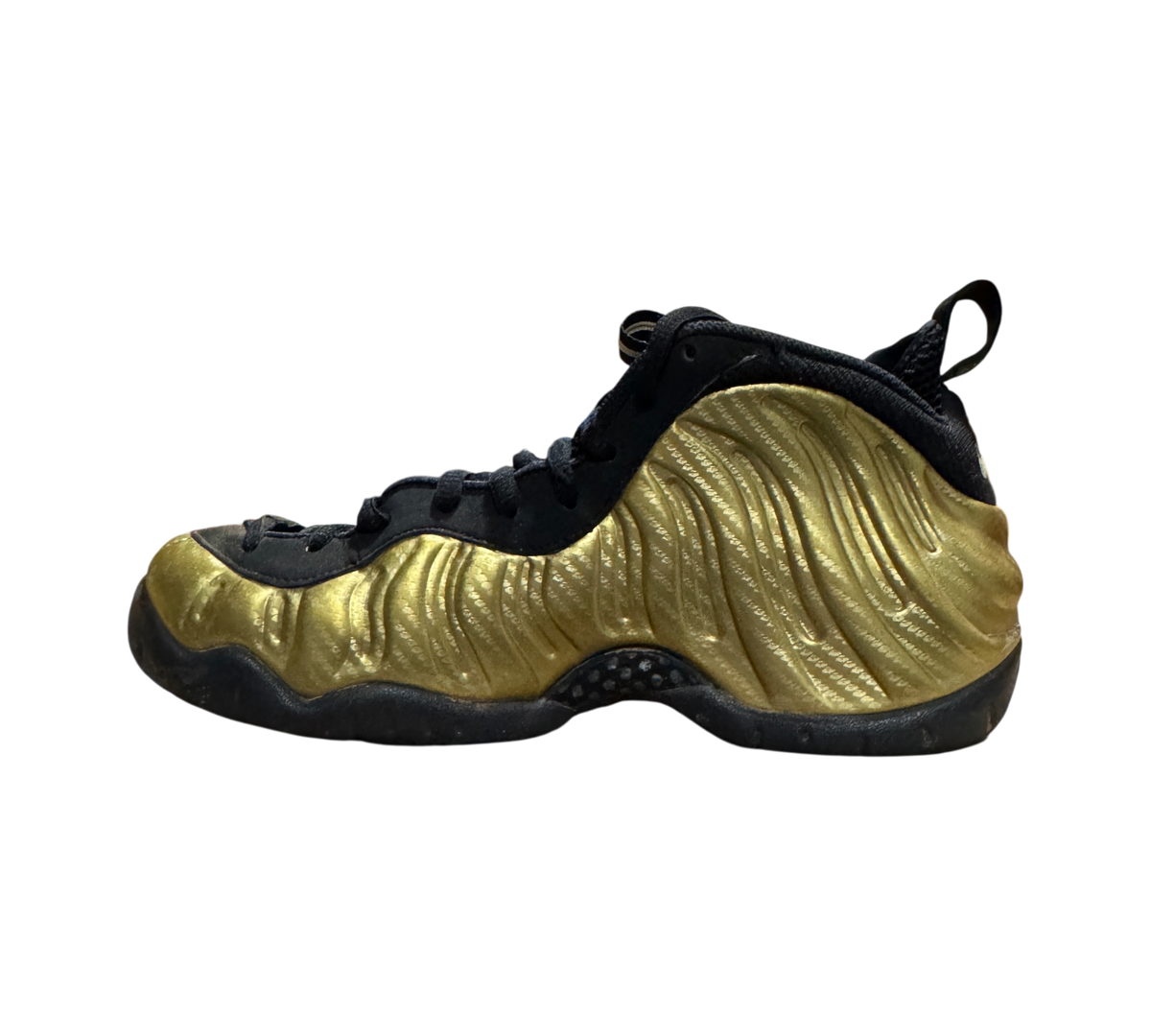 Genesis Boutique used Nike Air Foamposite 1 Gold sneakers with a metallic gold molded upper and black accents