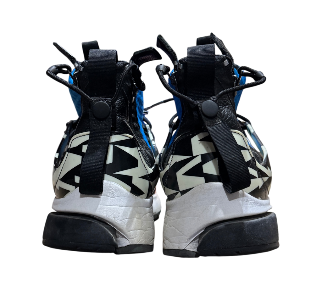 Genesis Boutique Nike Air Presto Mid Acronym Racer Pink sneakers showing the black and white patterned heel view