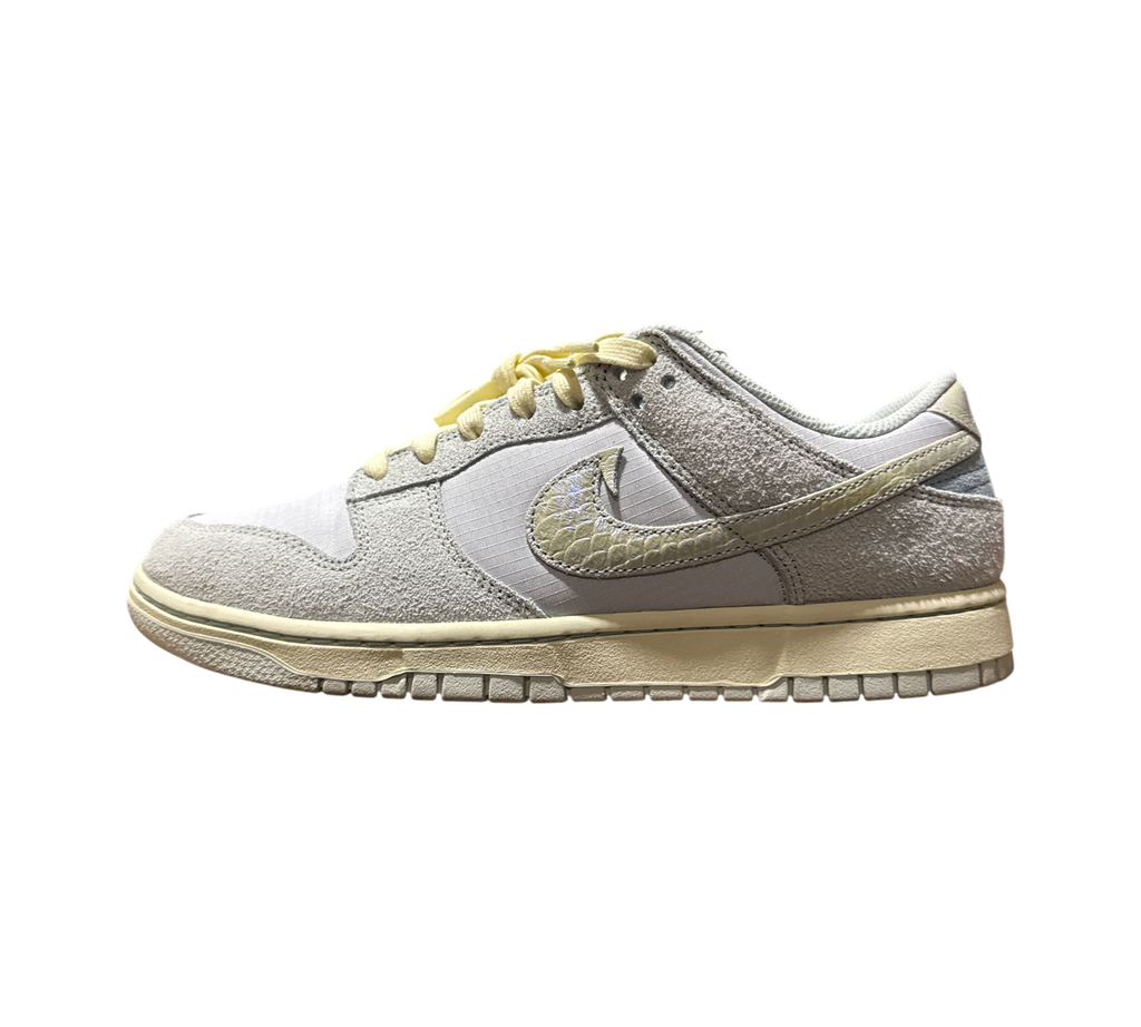 Genesis Boutique Nike Dunk Low Gone Fishing Chinook Salmon sneakers in grey suede with textured scale-pattern swoosh