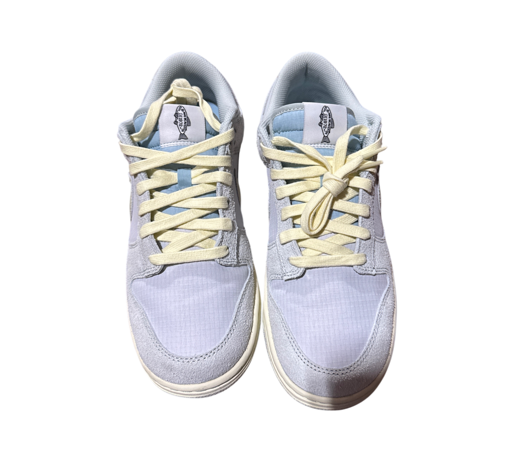 Genesis Boutique Nike Dunk Low Gone Fishing Chinook Salmon sneakers with light grey ripstop and suede upper