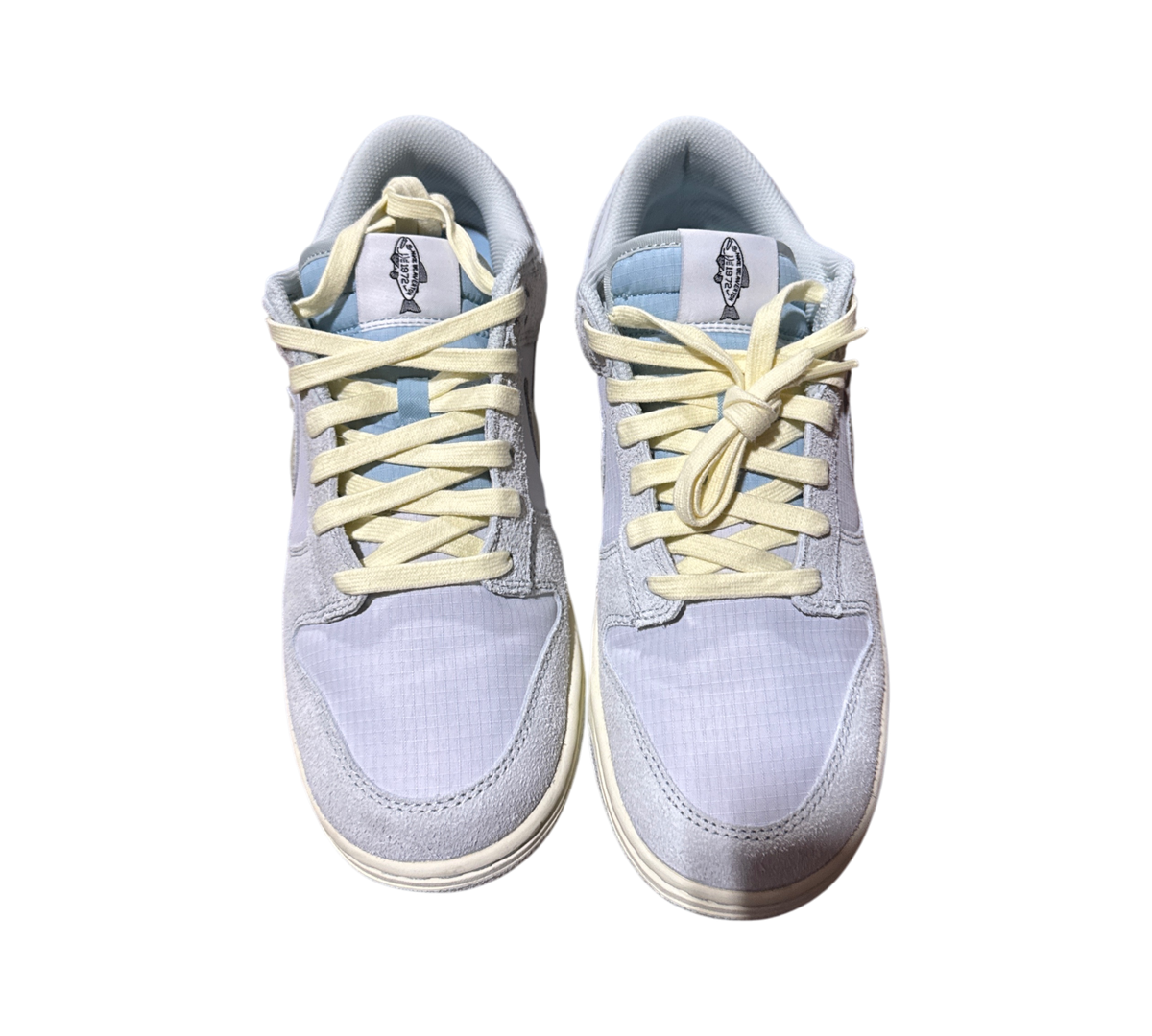 Genesis Boutique Nike Dunk Low Gone Fishing Chinook Salmon sneakers with light grey ripstop and suede upper