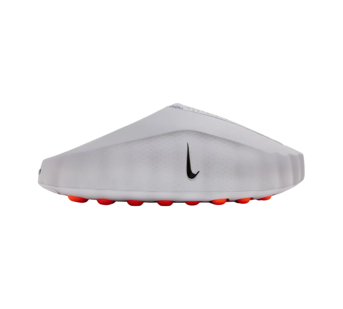 Genesis Boutique Nike Mind 001 Slide in Light Smoke Grey with a perforated upper and vibrant orange outsole details