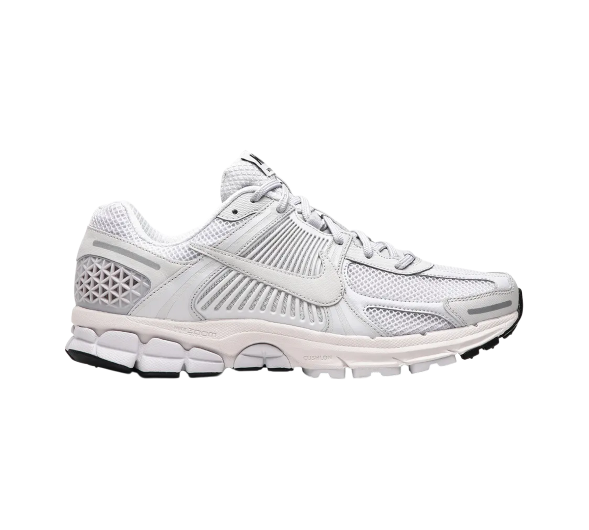 Genesis Boutique Nike Zoom Vomero 5 Vast Grey mesh and leather running shoes with cushioned sole.