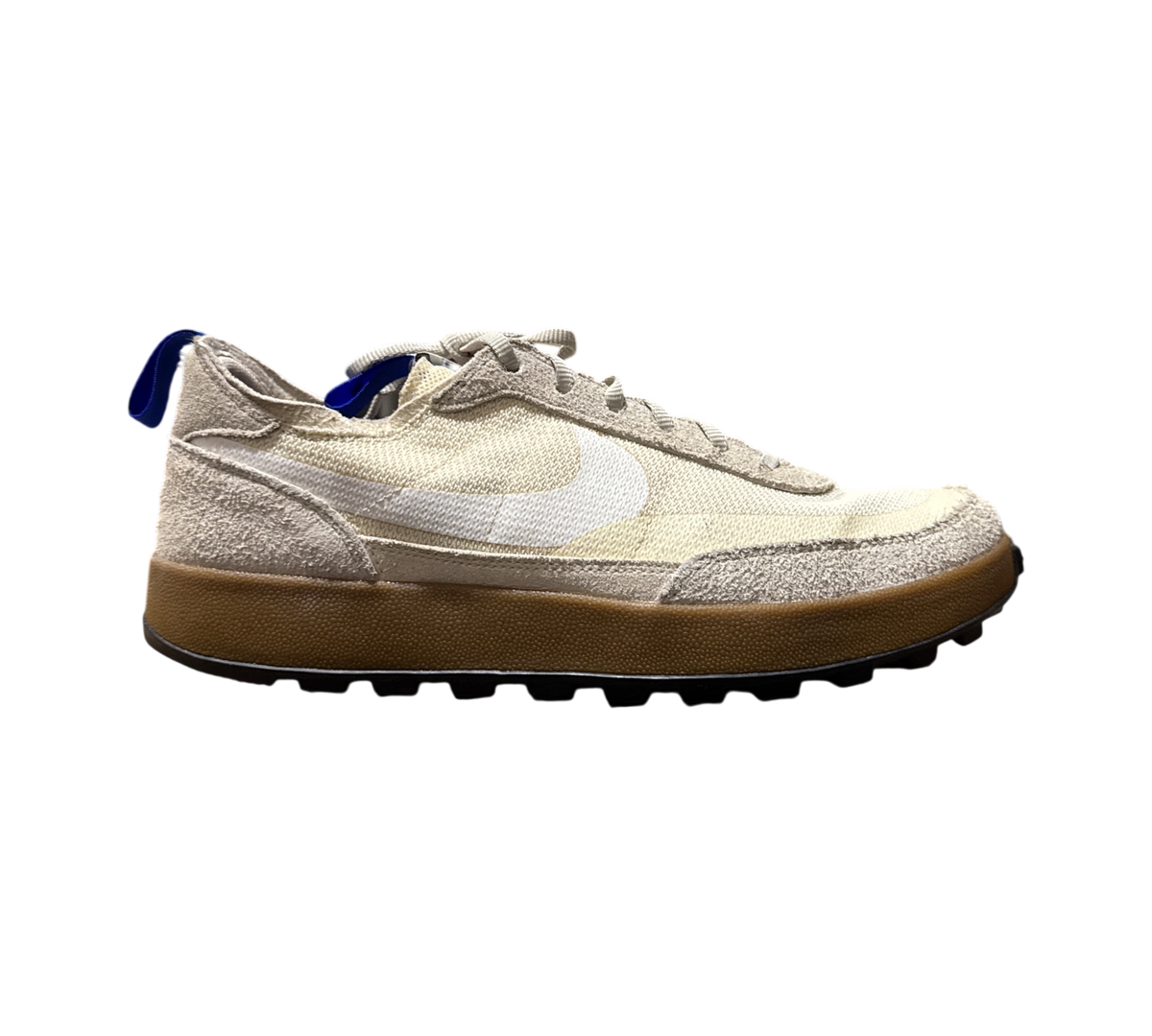 Genesis Boutique NikeCraft General Purpose Shoe by Tom Sachs in beige suede and mesh with a gum rubber sole