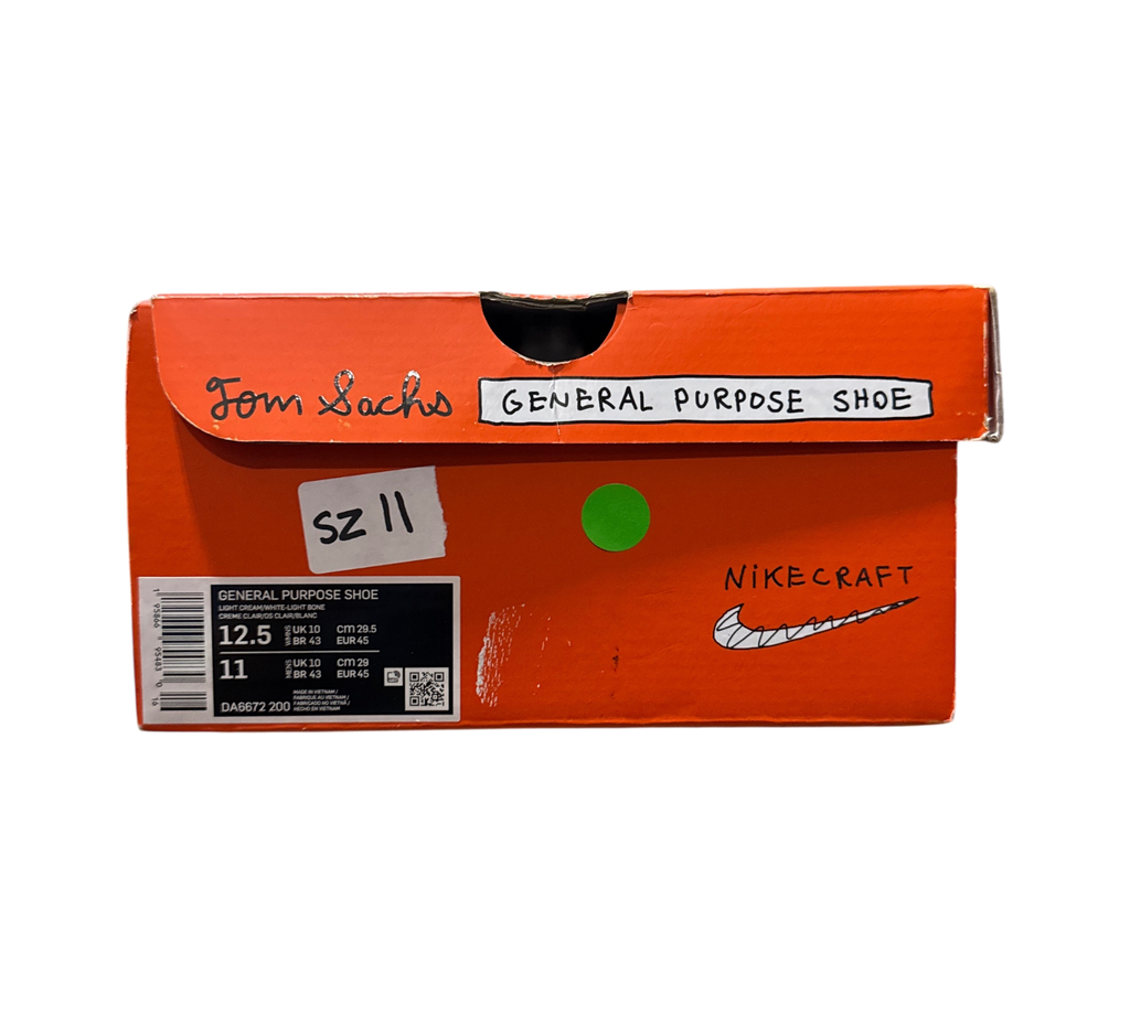 Genesis Boutique NikeCraft Tom Sachs General Purpose Shoe orange cardboard box with product label and branding