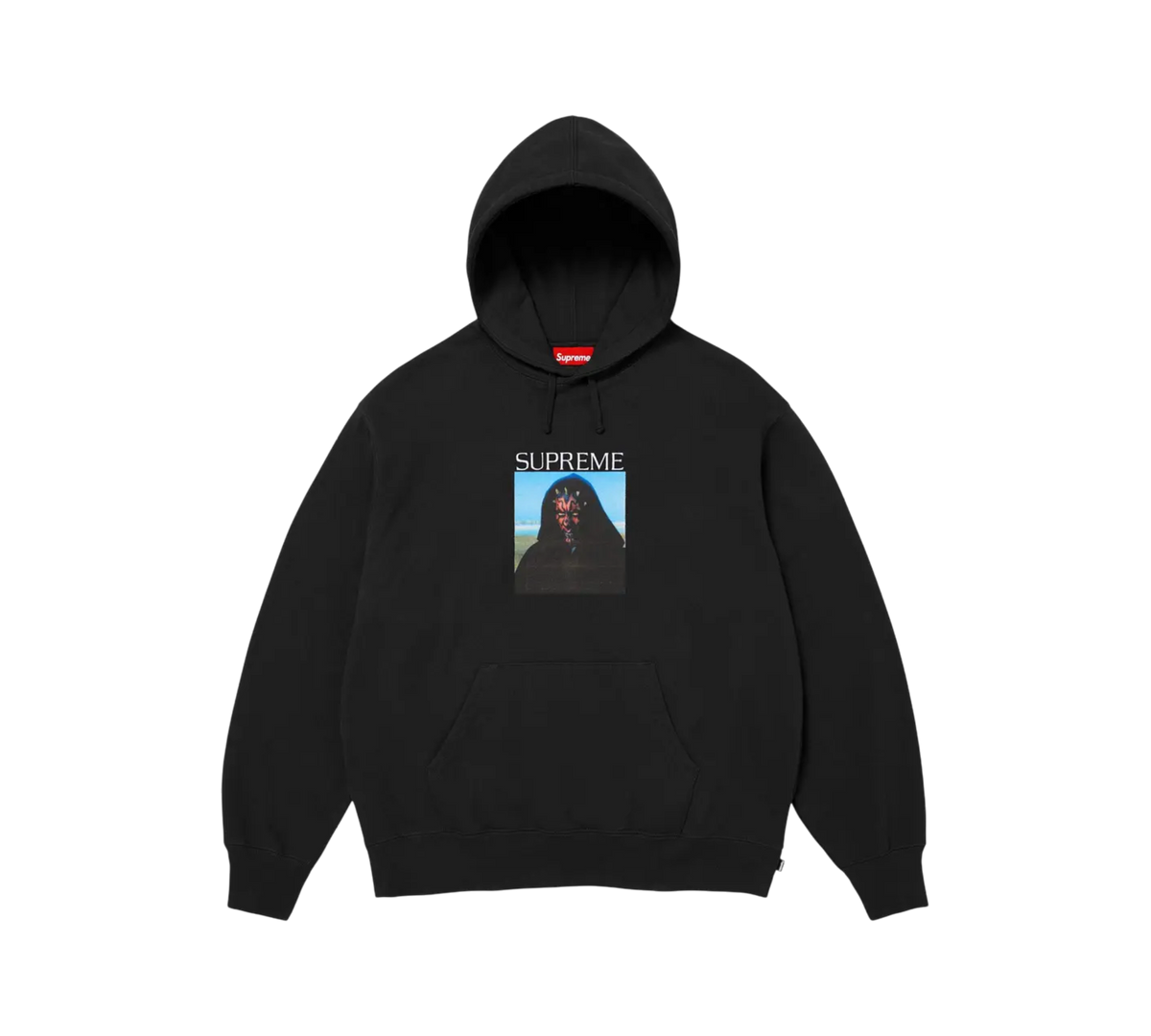 Genesis Boutique black Supreme Sith hoodie featuring a graphic print of Darth Maul on the chest