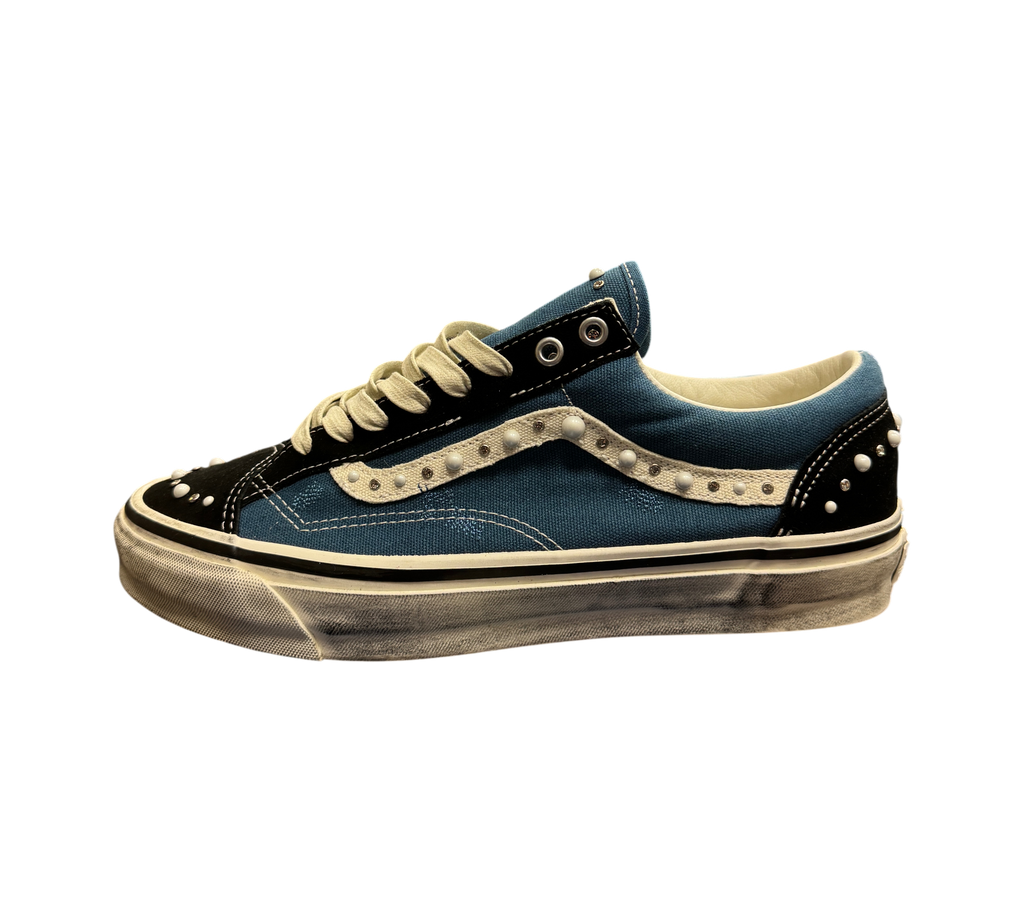 Genesis Boutique Vans Old Skool 36 Pearlized sneakers in black and navy canvas with white stud detailing