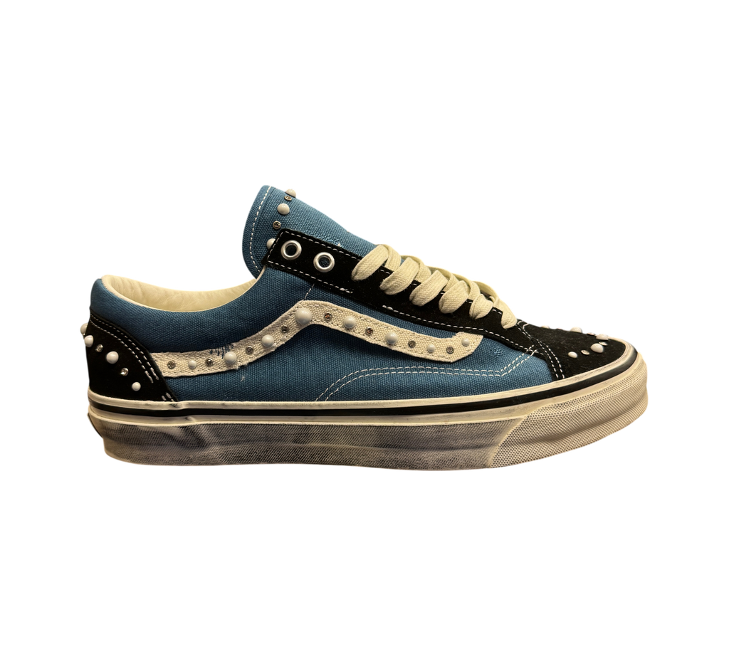 Genesis Boutique Vans Old Skool 36 Pearlized sneakers in blue and black canvas with white stud detailing