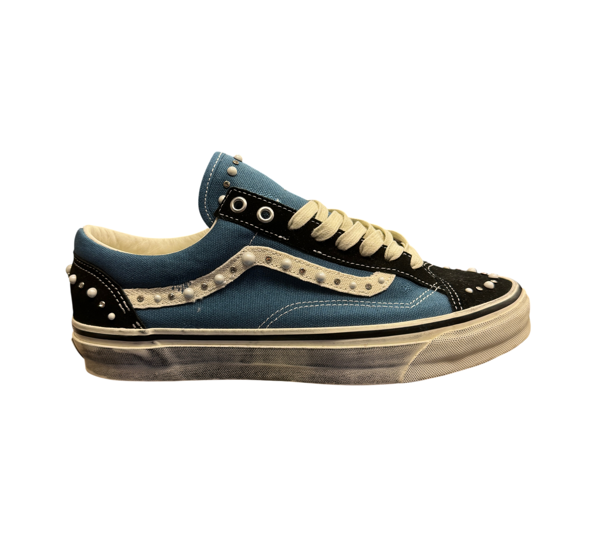 Genesis Boutique Vans Old Skool 36 Pearlized sneakers in blue and black canvas with white stud detailing