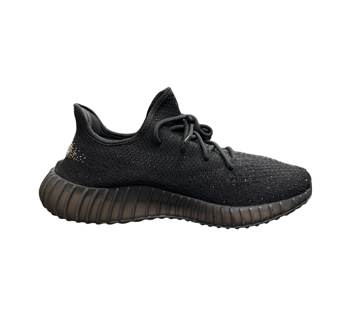 Genesis Boutique pre-owned Yeezy 350 Oreo sneaker in black Primeknit with a signature white side stripe