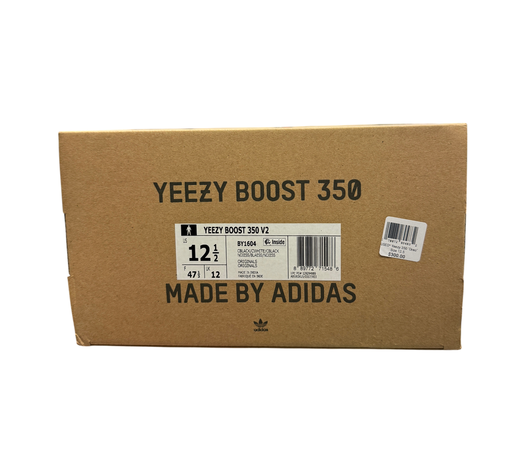 Genesis Boutique Yeezy Boost 350 V2 Oreo sneaker box with size label and Adidas branding